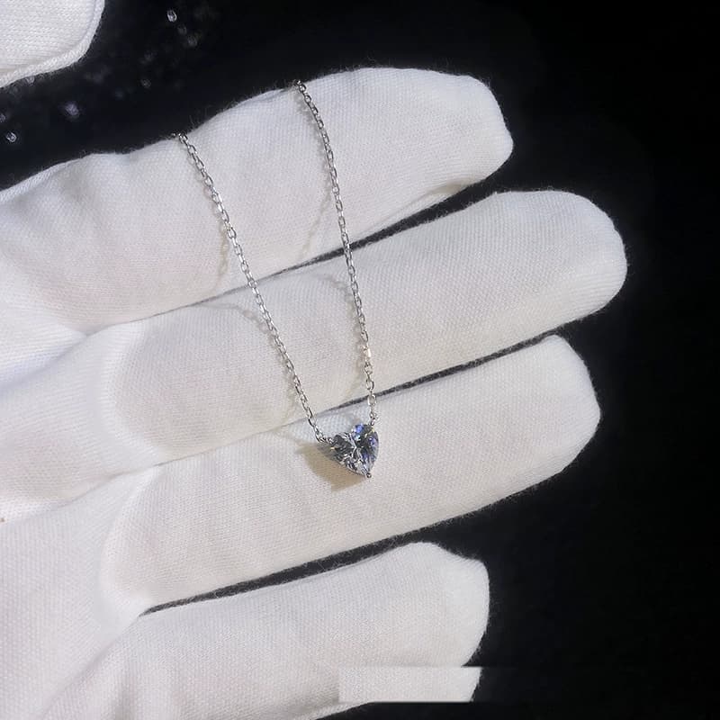 Luna Series · Heart-Cut Solitaire Necklace — Sterling Silver — image 4
