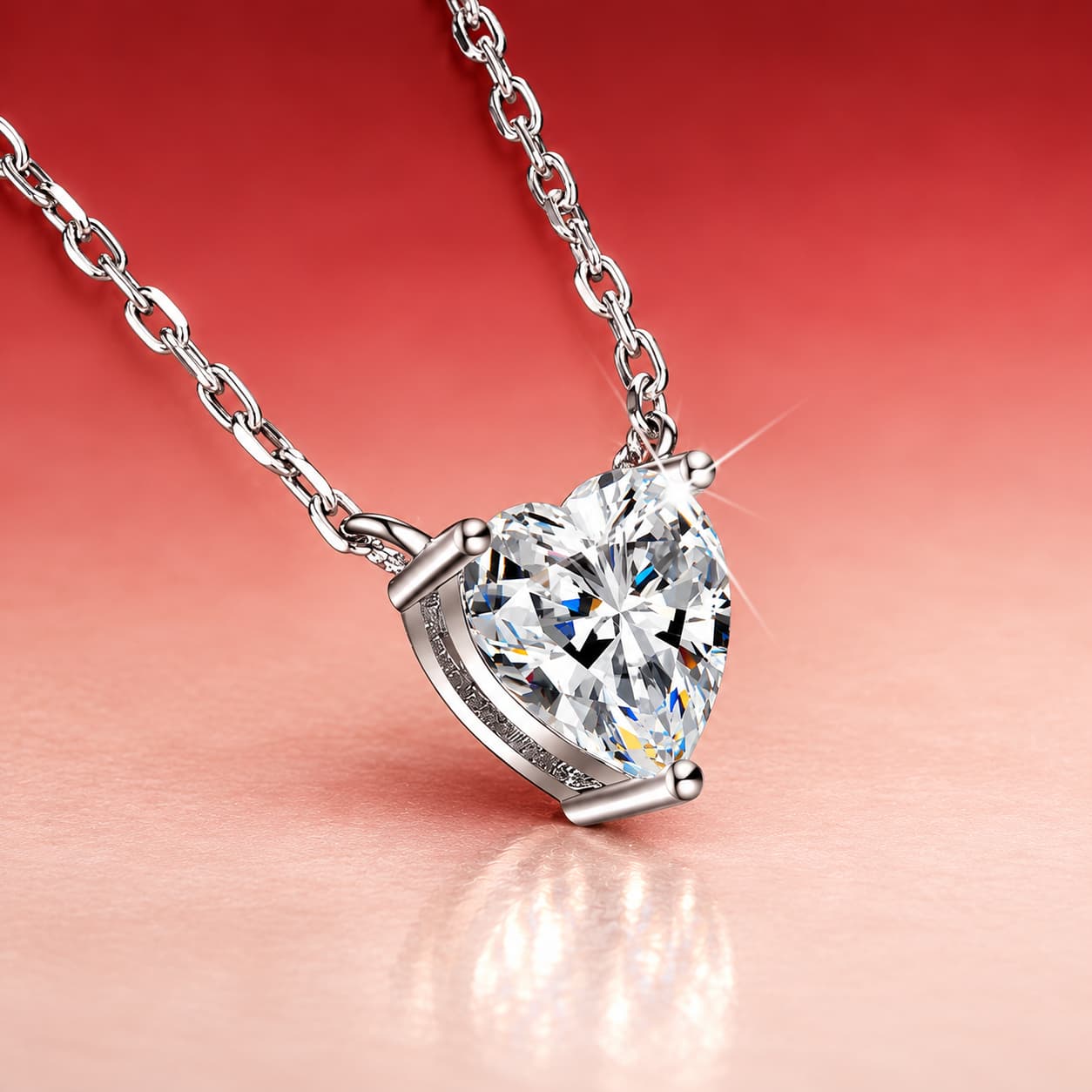 Luna Series · Heart-Cut Solitaire Necklace — Sterling Silver — image 3
