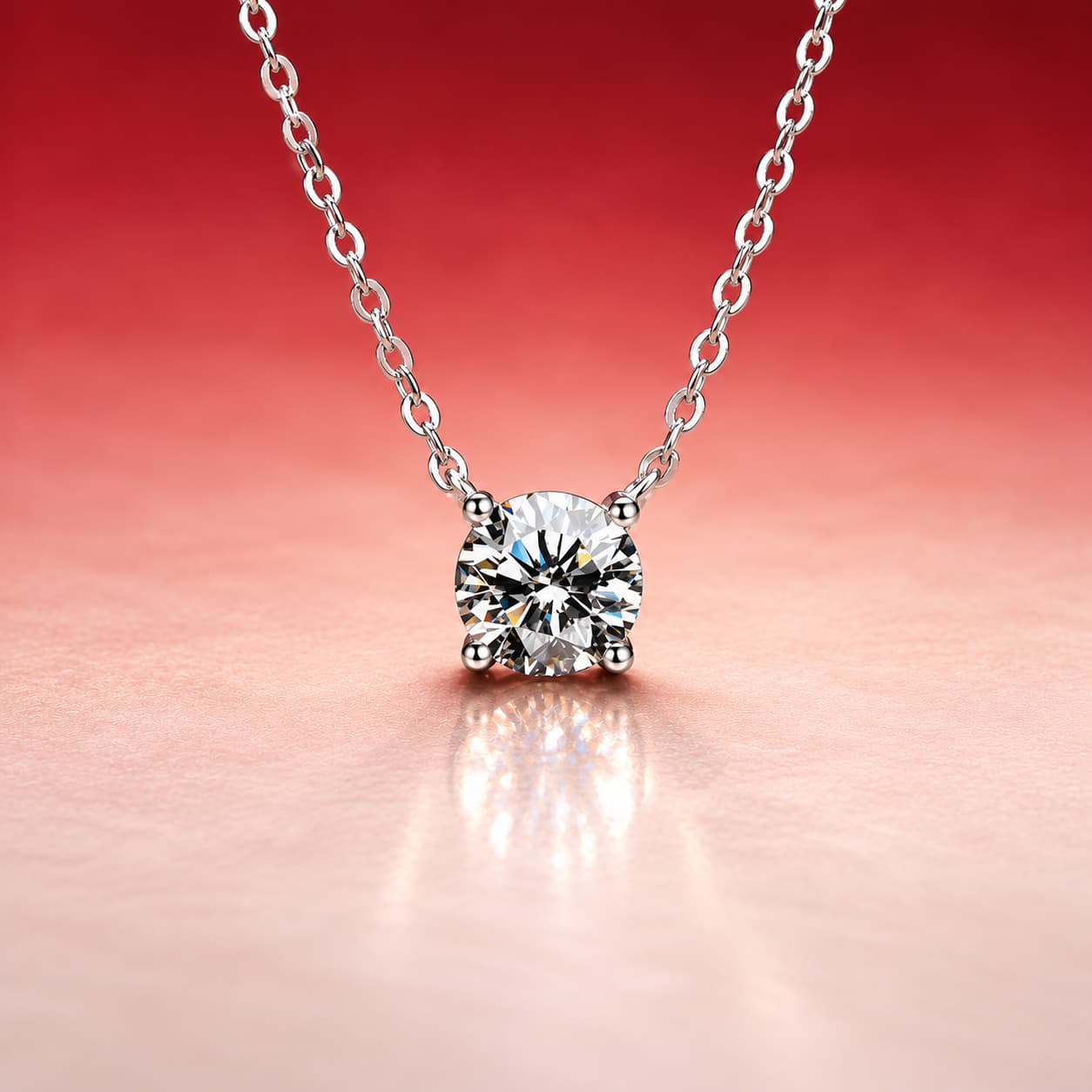 Luna Series · Petite Four-Prong Solitaire Necklace — Sterling Silver — image 3