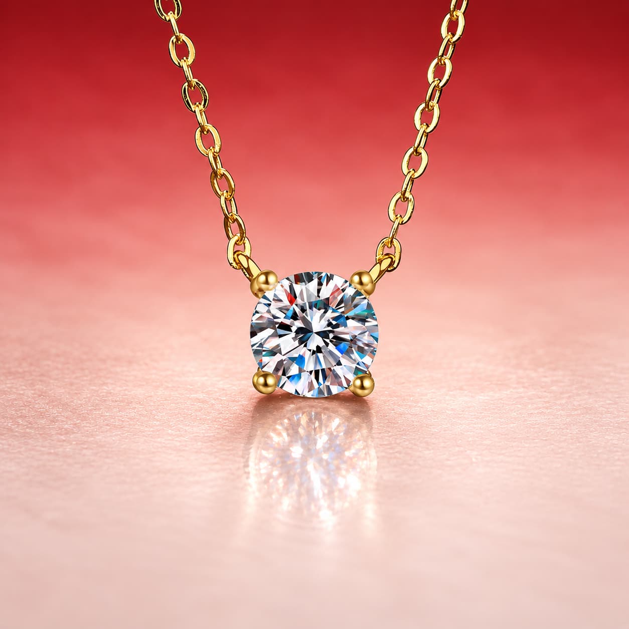 Luna Series · Petite Four-Prong Solitaire Necklace — Sterling Silver — image 4