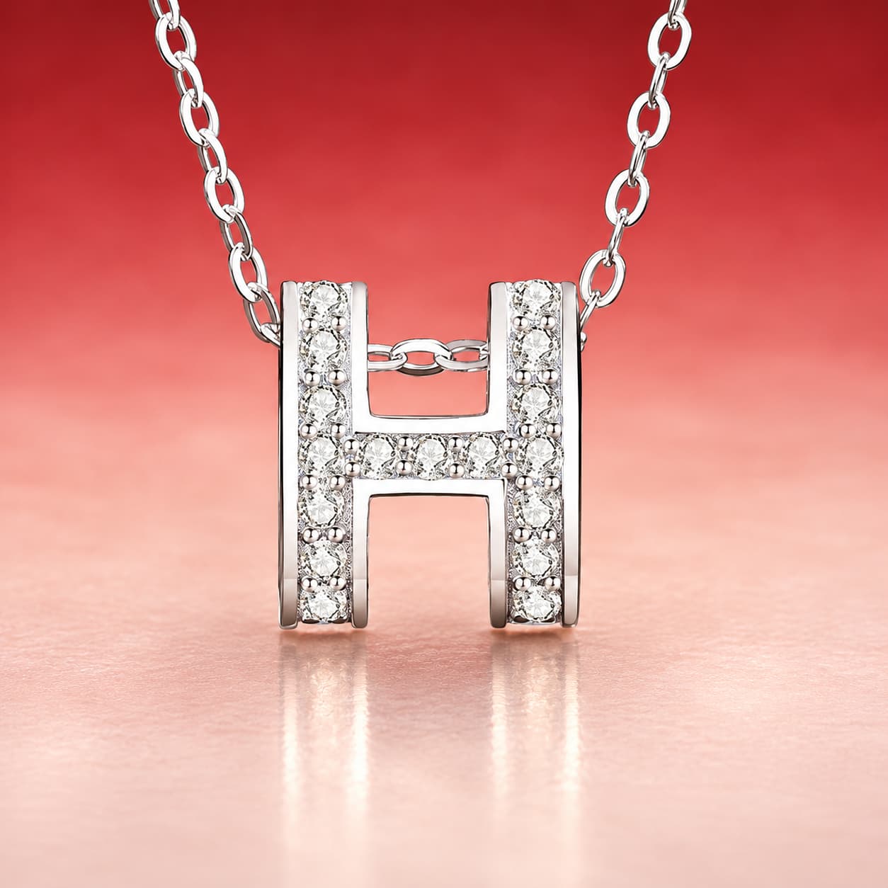 Luna Series · Pavé Letter H Necklace — Sterling Silver — image 1