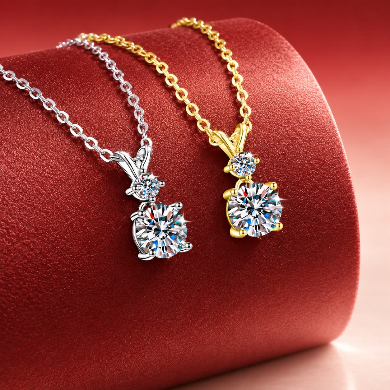 Luna Series · Bow Accent Solitaire Necklace — Sterling Silver — image 1