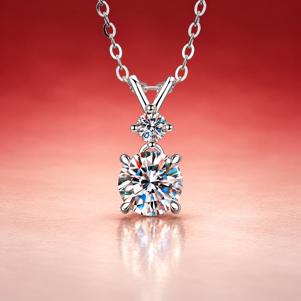 Luna Series · Bow Accent Solitaire Necklace — Sterling Silver — image 3