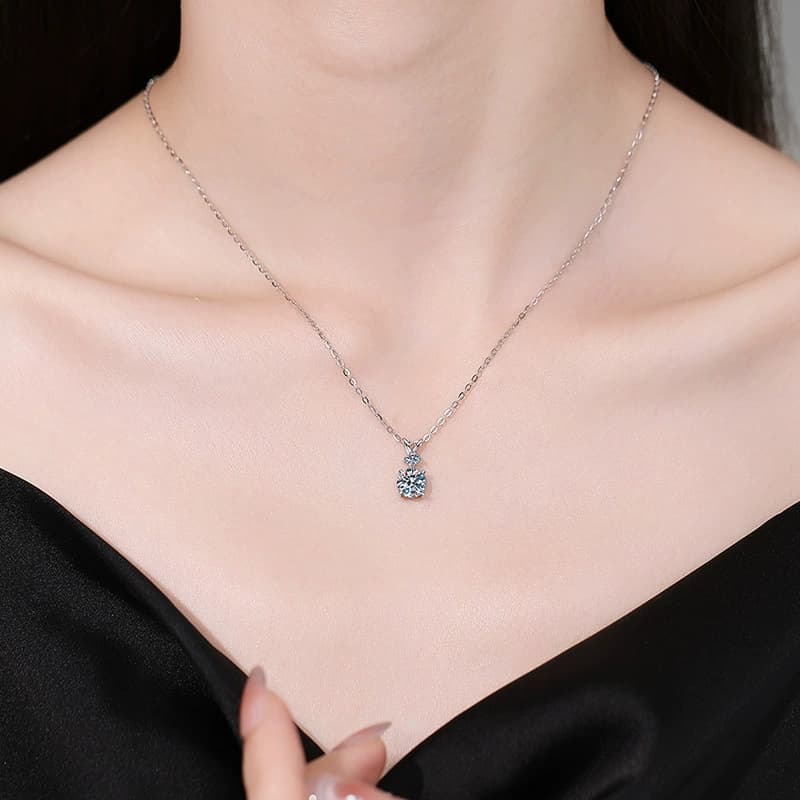 Luna Series · Bow Accent Solitaire Necklace — Sterling Silver — image 2