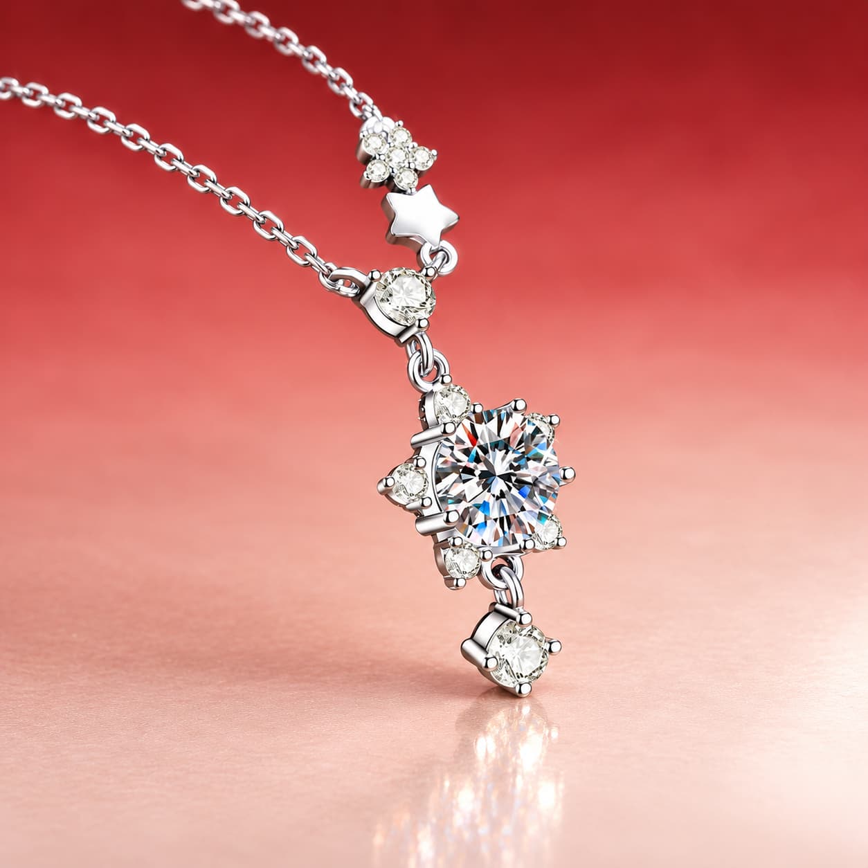 Luna Series · Falling Starburst Necklace — Sterling Silver — image 3