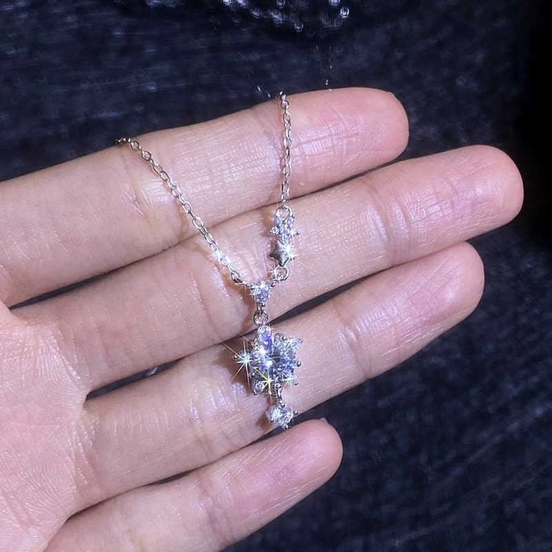 Luna Series · Falling Starburst Necklace — Sterling Silver — image 4