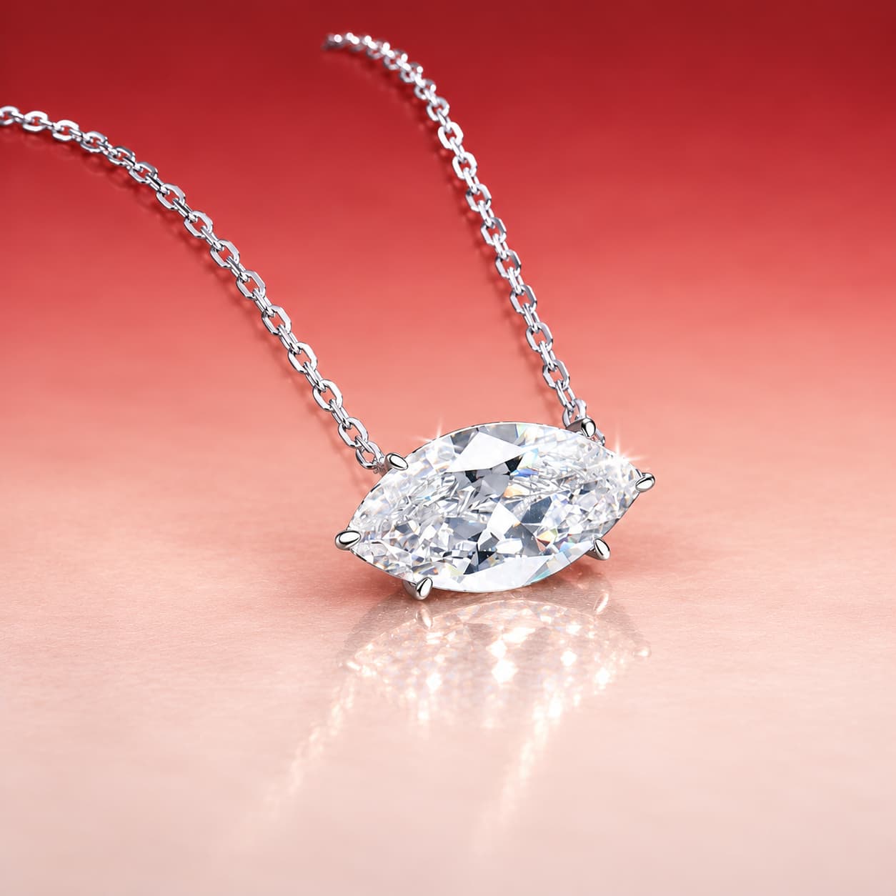 Luna Series · Marquise Solitaire Pendant Necklace — Sterling Silver — image 3
