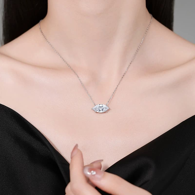 Luna Series · Marquise Solitaire Pendant Necklace — Sterling Silver — image 2