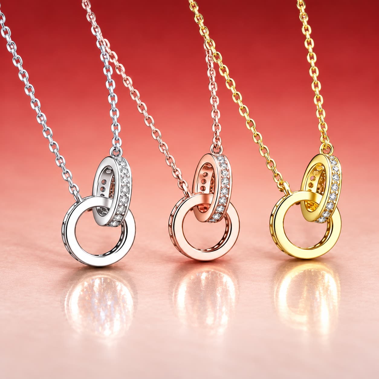 Luna Series · Interlocking Ring Necklace — Sterling Silver — image 1