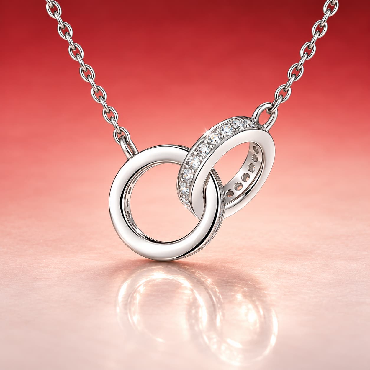 Luna Series · Interlocking Ring Necklace — Sterling Silver — image 3