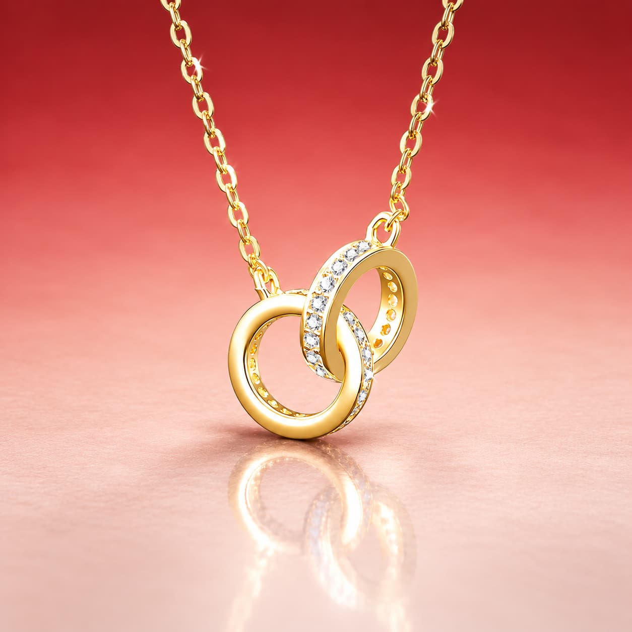Luna Series · Interlocking Ring Necklace — Sterling Silver — image 4