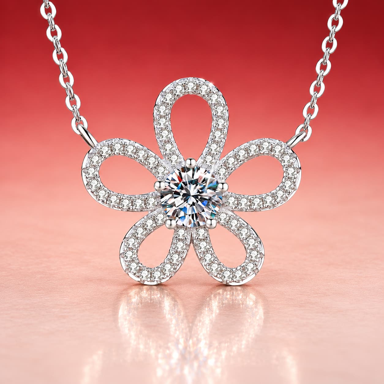 Luna Series · Five-Petal Flower Necklace — Sterling Silver — image 1