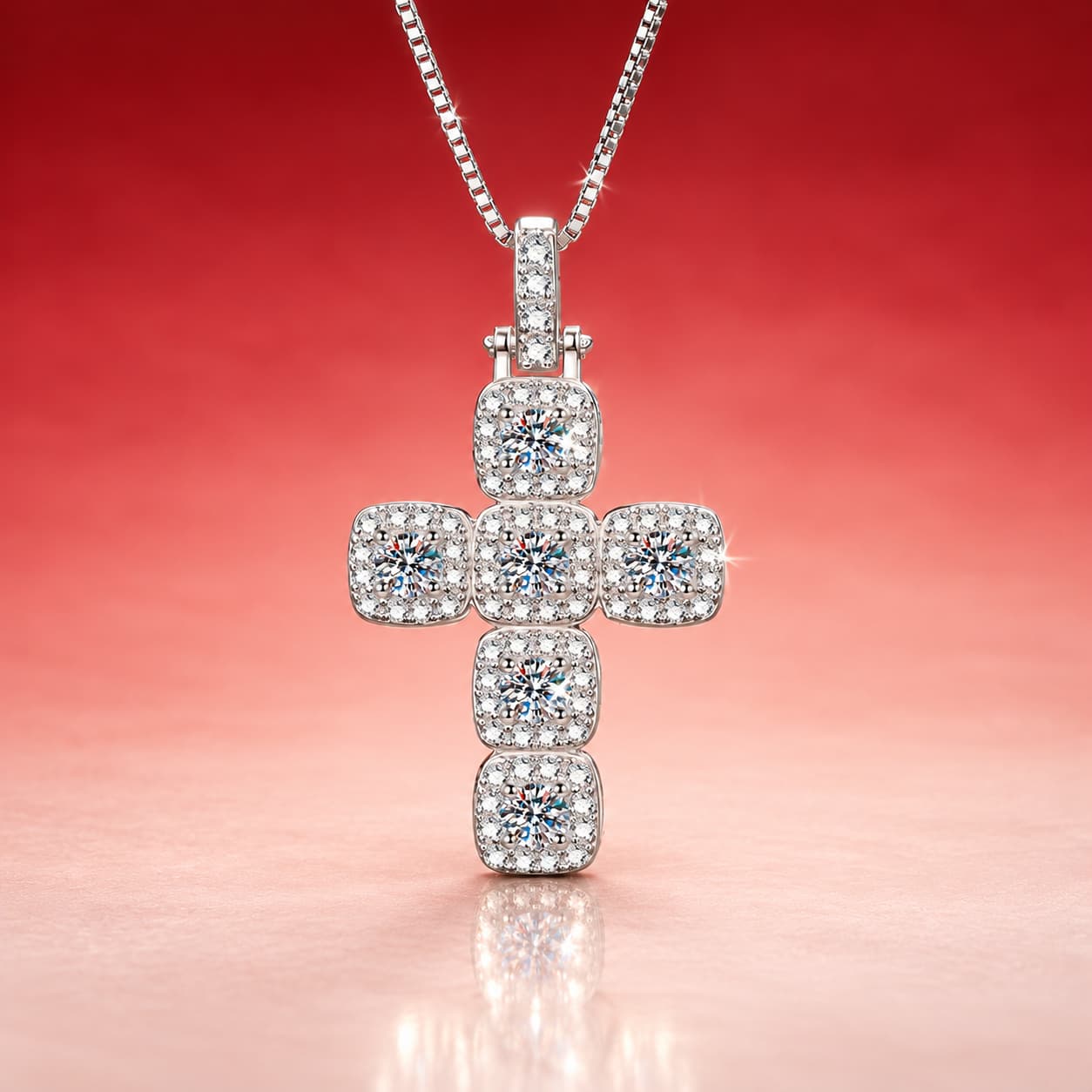 Stella Series · Square-Set Cross Necklace — Sterling Silver — image 1