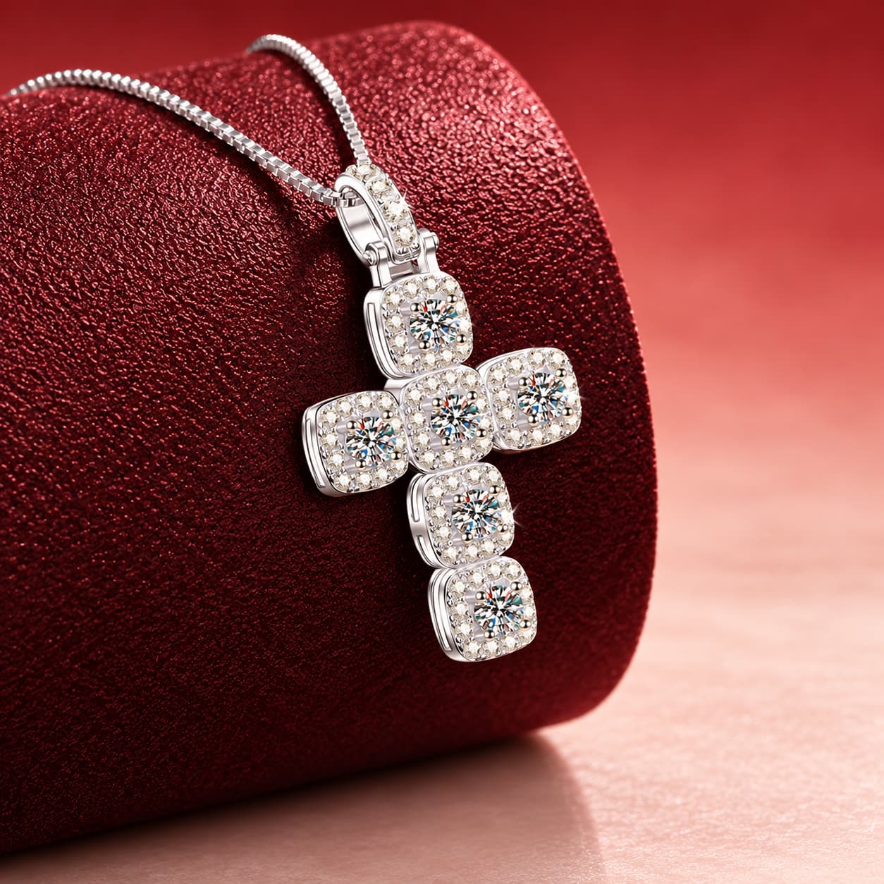 Stella Series · Square-Set Cross Necklace — Sterling Silver — image 3