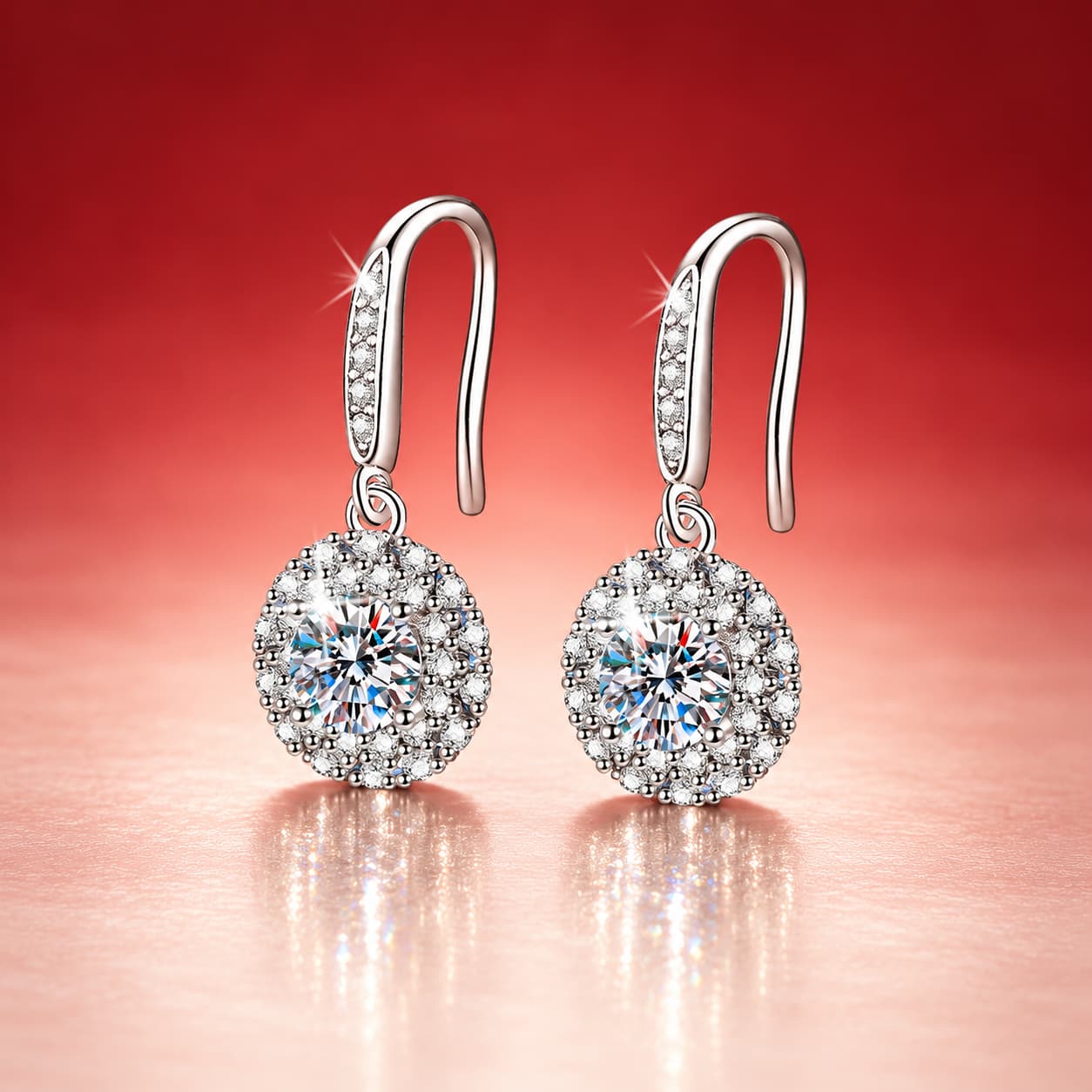 Luna Series · Halo Cluster Drop Earrings — 925 Sterling Silver — image 1