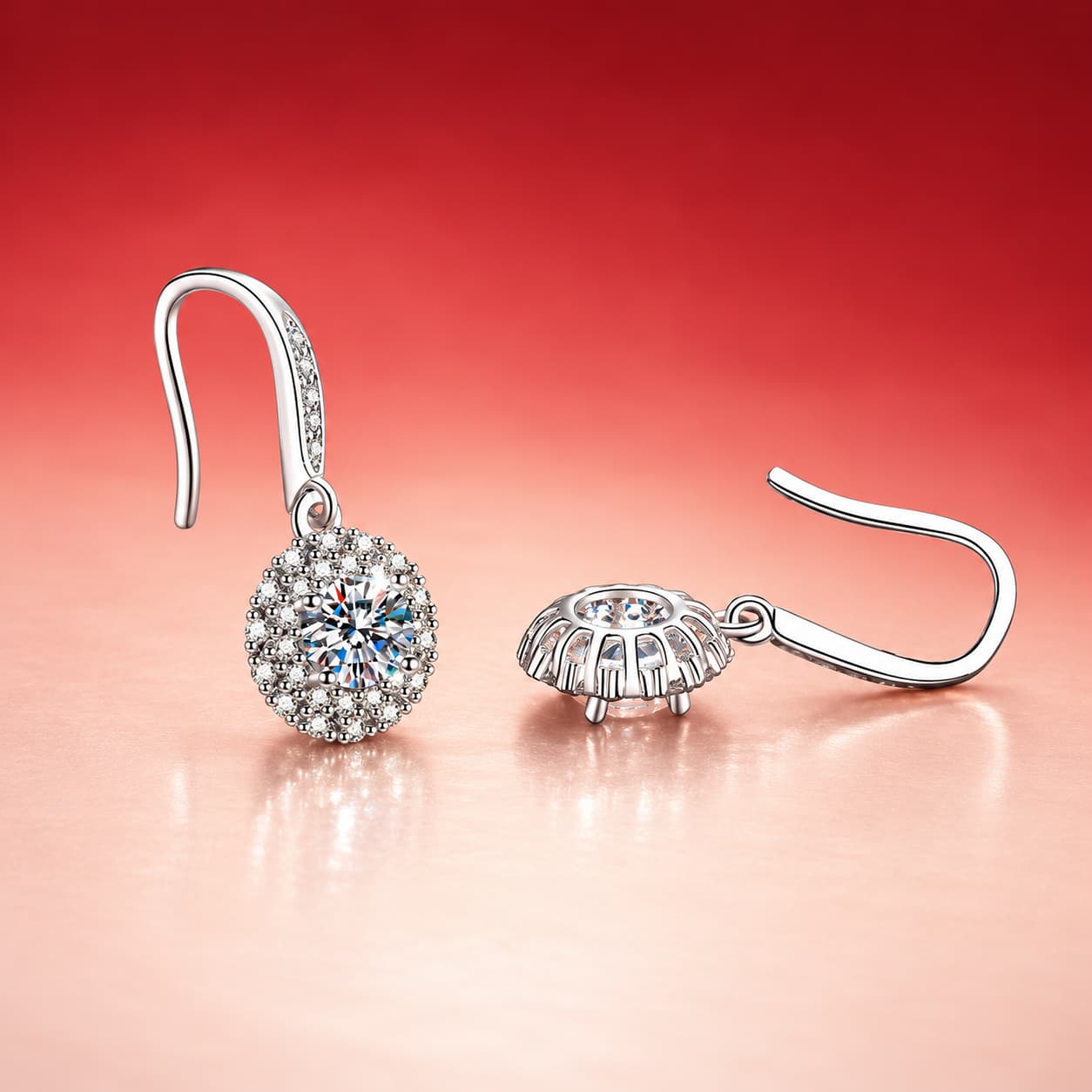 Luna Series · Halo Cluster Drop Earrings — 925 Sterling Silver — image 3