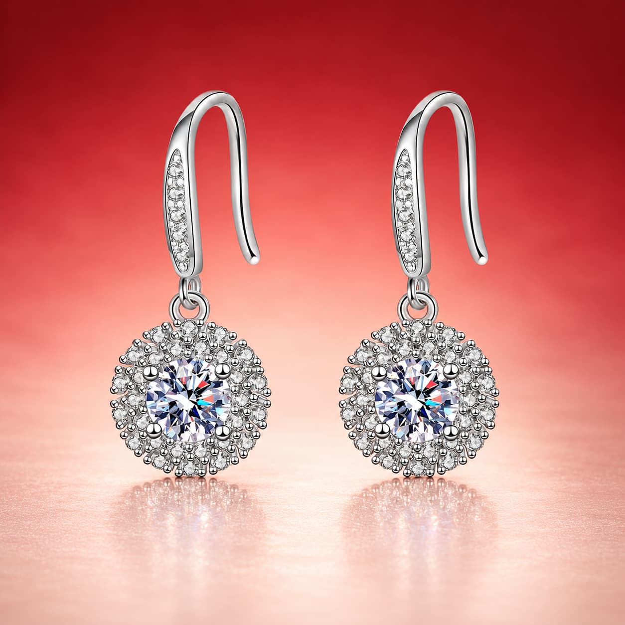 Luna Series · Halo Cluster Drop Earrings — 925 Sterling Silver — image 4