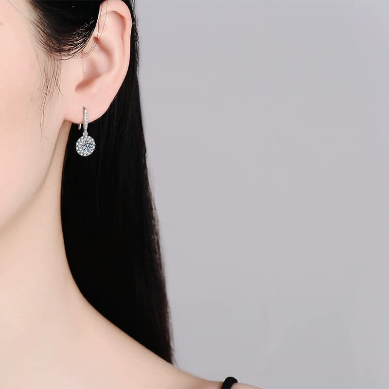 Luna Series · Halo Cluster Drop Earrings — 925 Sterling Silver — image 2