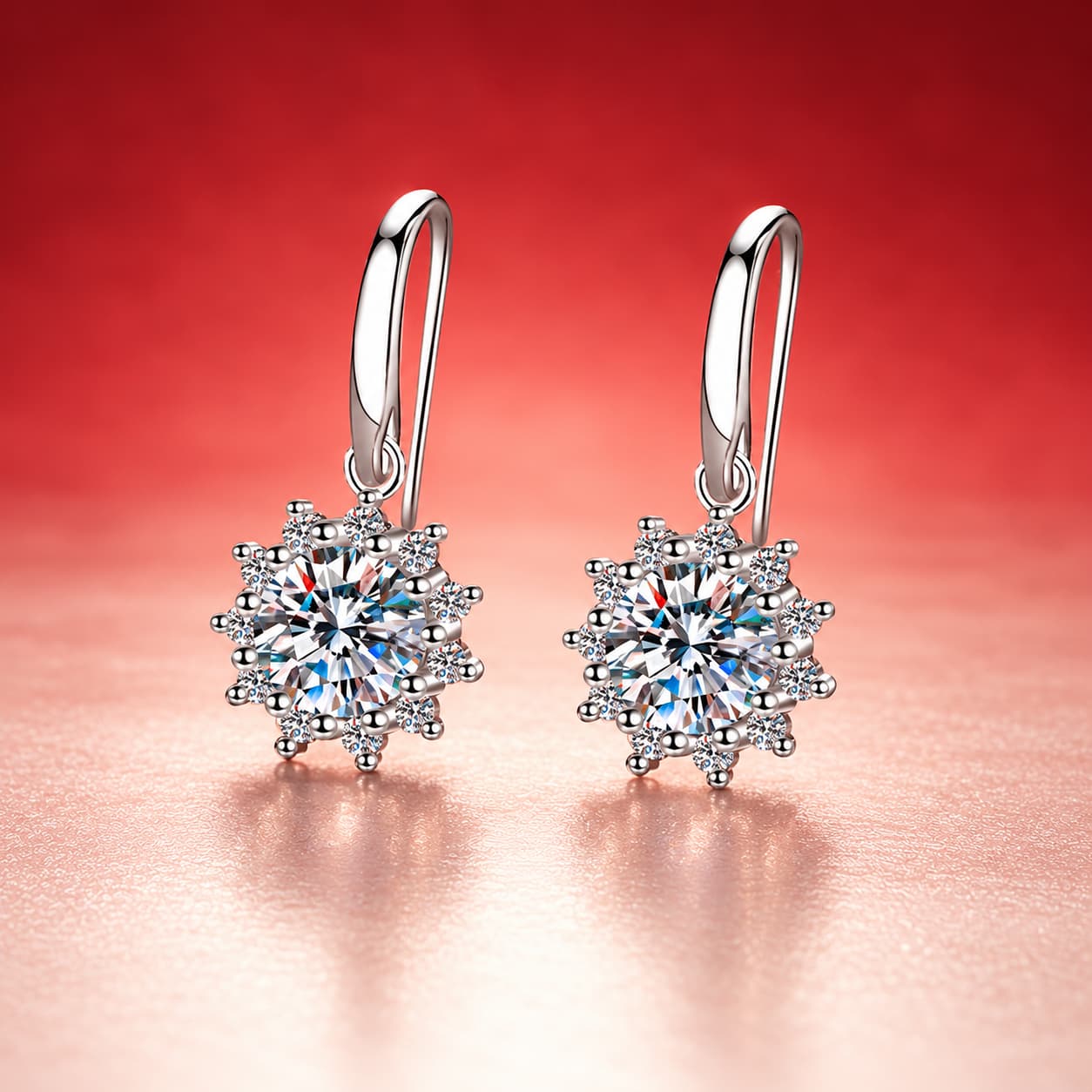 Luna Series · Sunburst Cluster Drop Earrings — 925 Sterling Silver — image 1