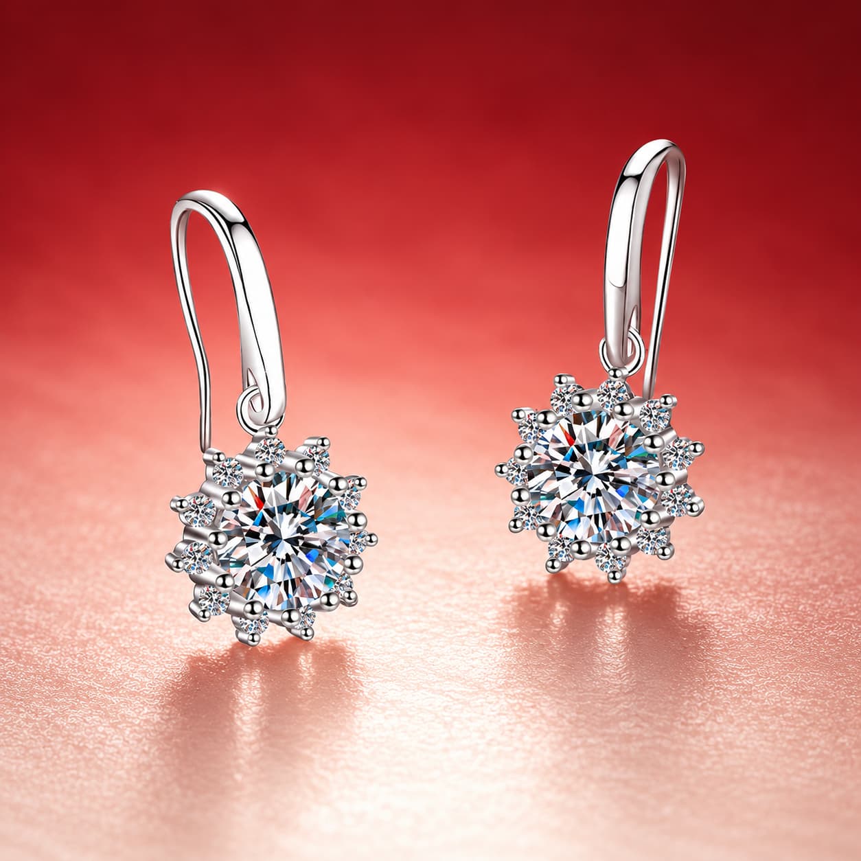 Luna Series · Sunburst Cluster Drop Earrings — 925 Sterling Silver — image 3