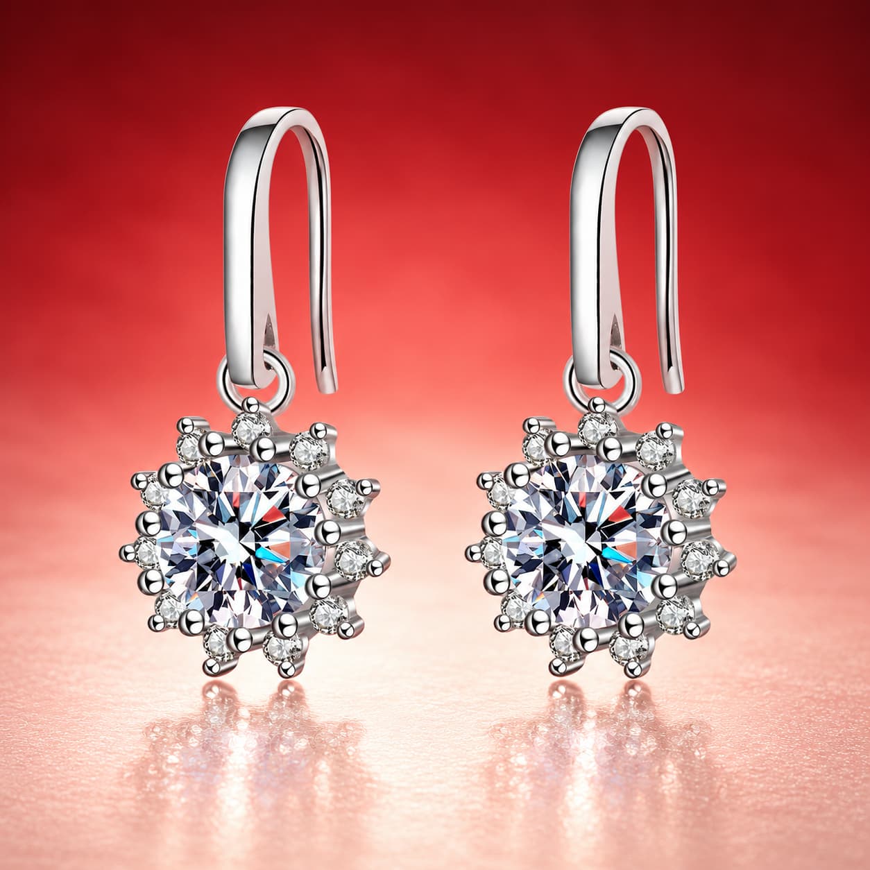 Luna Series · Sunburst Cluster Drop Earrings — 925 Sterling Silver — image 4