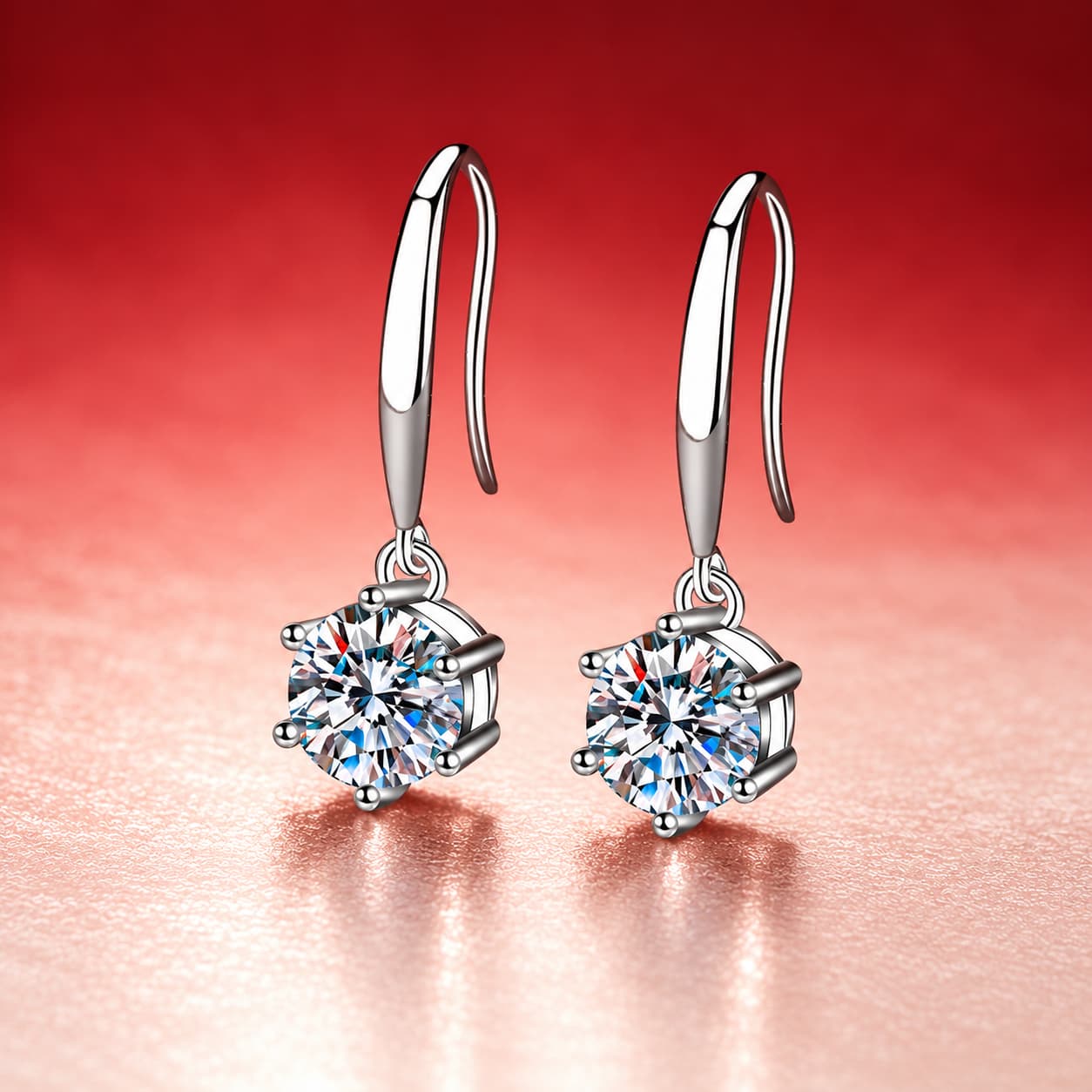 Luna Series · Six-Prong Solitaire Drop Earrings — 925 Sterling Silver — image 1