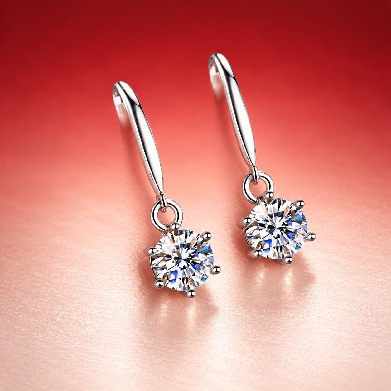 Luna Series · Six-Prong Solitaire Drop Earrings — 925 Sterling Silver — image 3