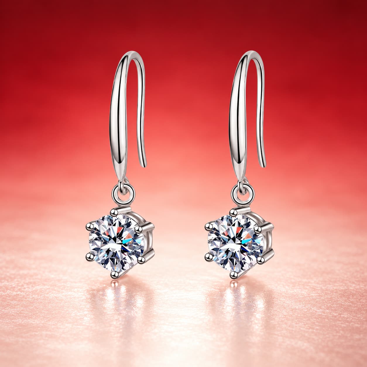 Luna Series · Six-Prong Solitaire Drop Earrings — 925 Sterling Silver — image 4