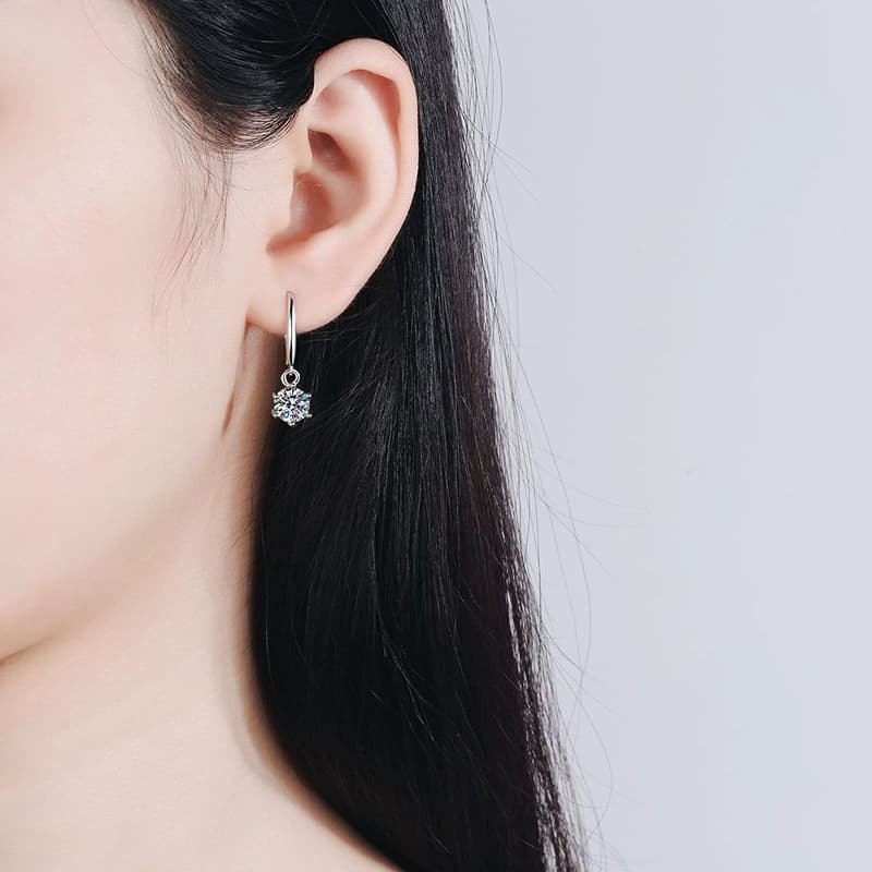 Luna Series · Six-Prong Solitaire Drop Earrings — 925 Sterling Silver — image 2