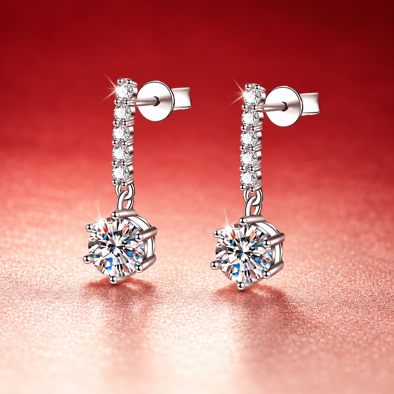 Luna Series · Pavé Bar and Round-Stone Drop Studs — 925 Sterling Silver — image 1