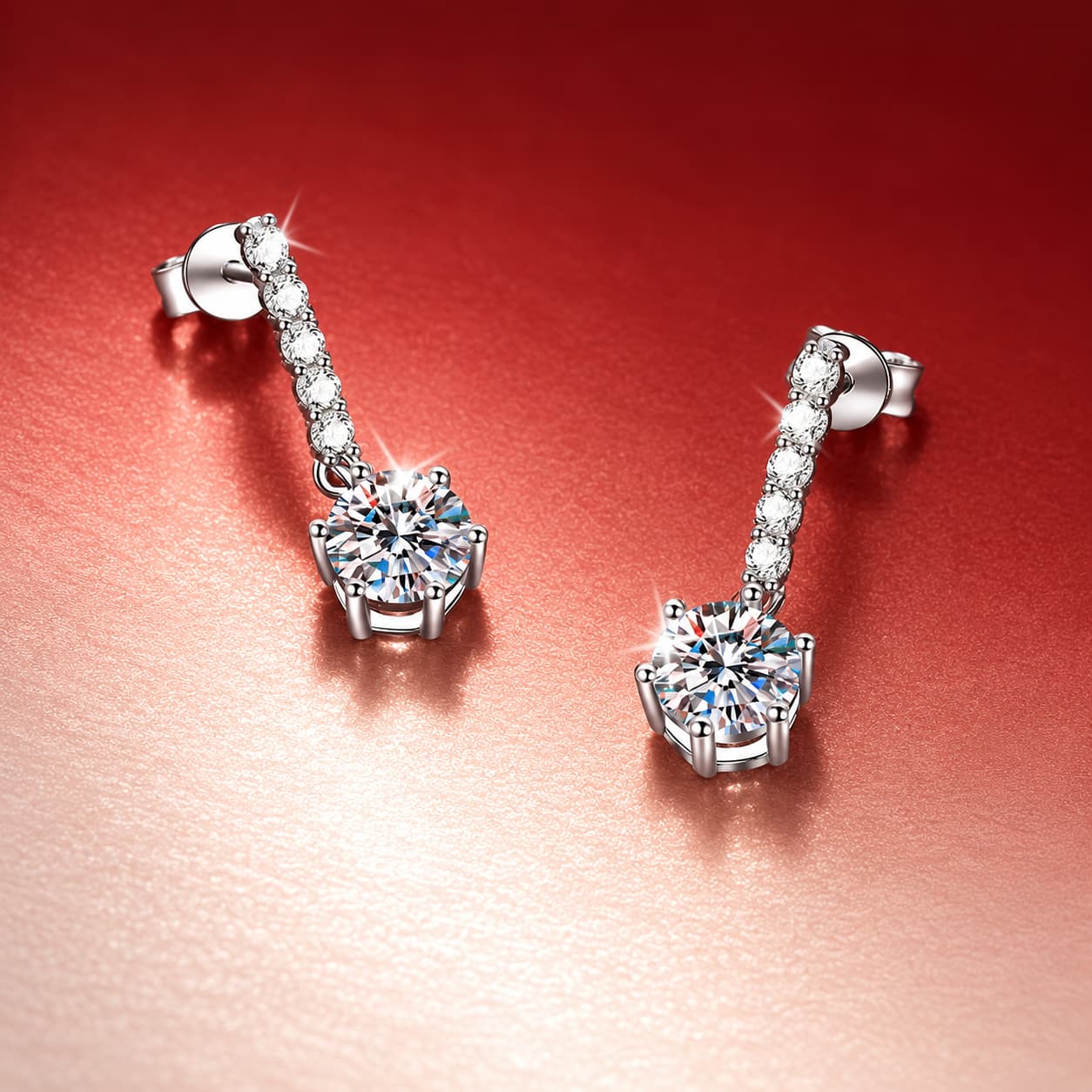 Luna Series · Pavé Bar and Round-Stone Drop Studs — 925 Sterling Silver — image 3