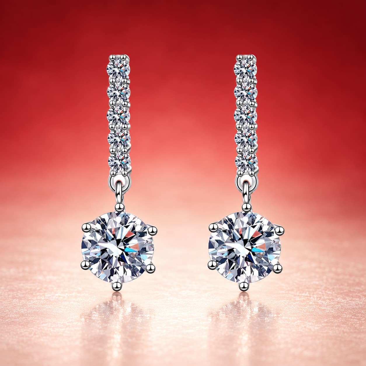 Luna Series · Pavé Bar and Round-Stone Drop Studs — 925 Sterling Silver — image 4
