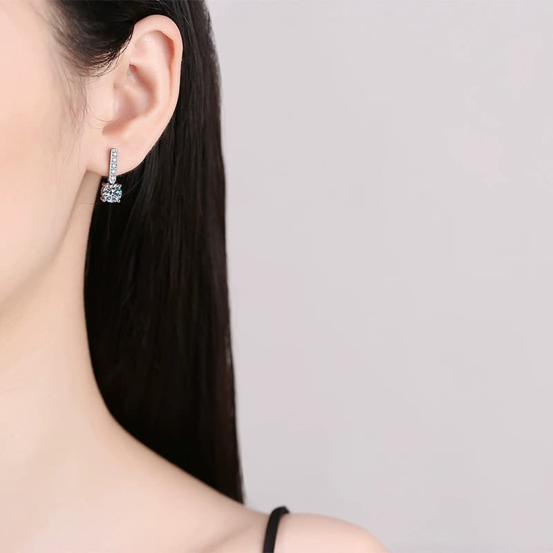 Luna Series · Pavé Bar Solitaire Drop Studs — 925 Sterling Silver — image 2