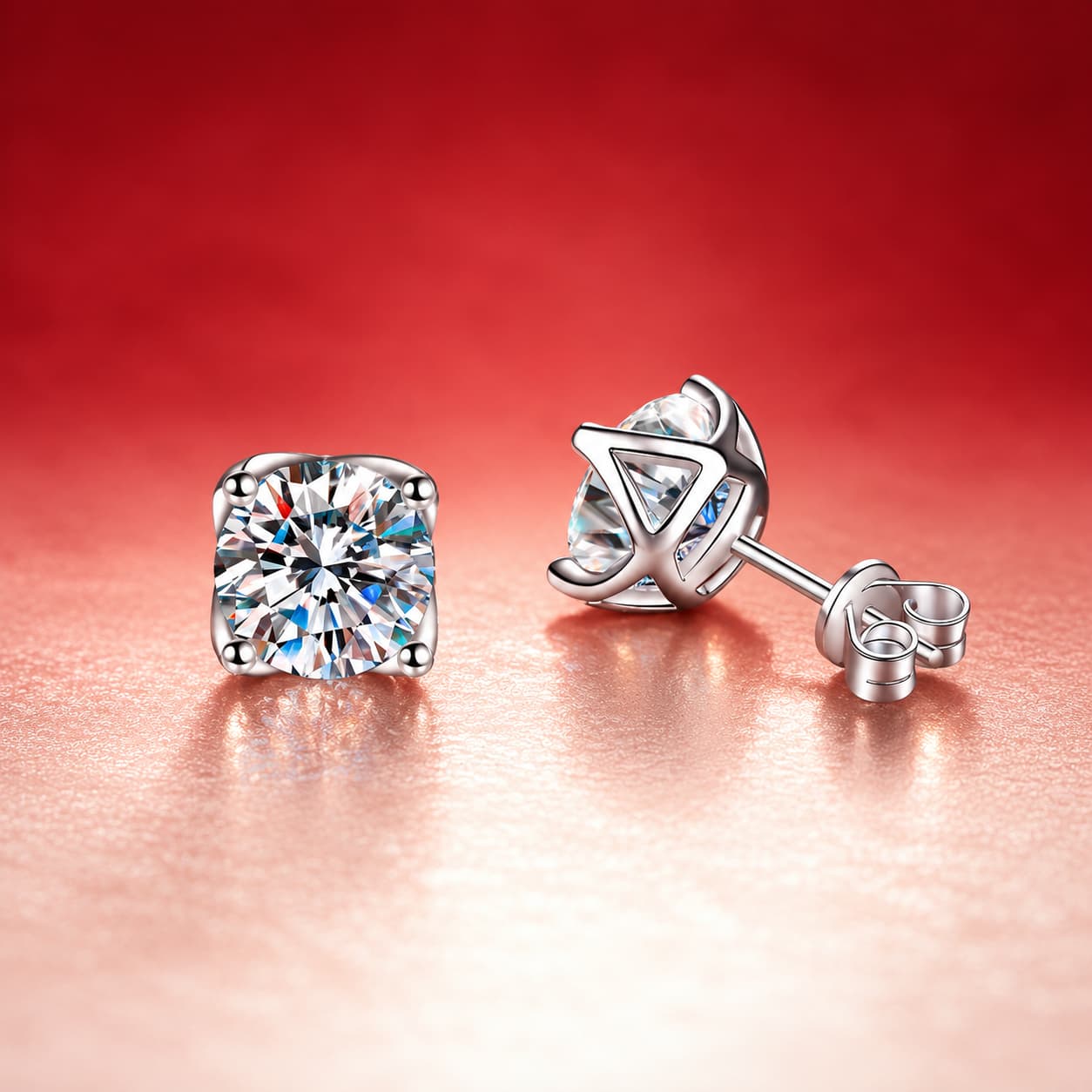Luna Series · Cushion-Cut Four-Prong Stud Earrings — 925 Sterling Silver — image 1
