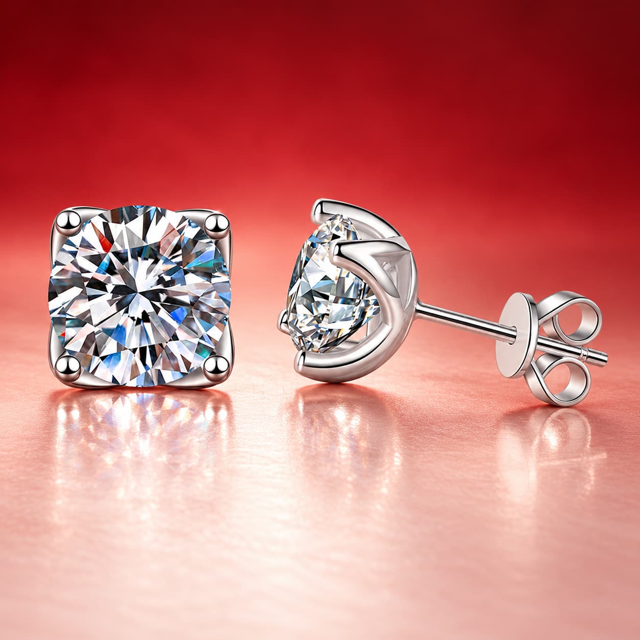 Luna Series · Cushion-Cut Four-Prong Stud Earrings — 925 Sterling Silver — image 4