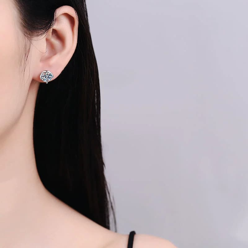 Luna Series · Cushion-Cut Four-Prong Stud Earrings — 925 Sterling Silver — image 2