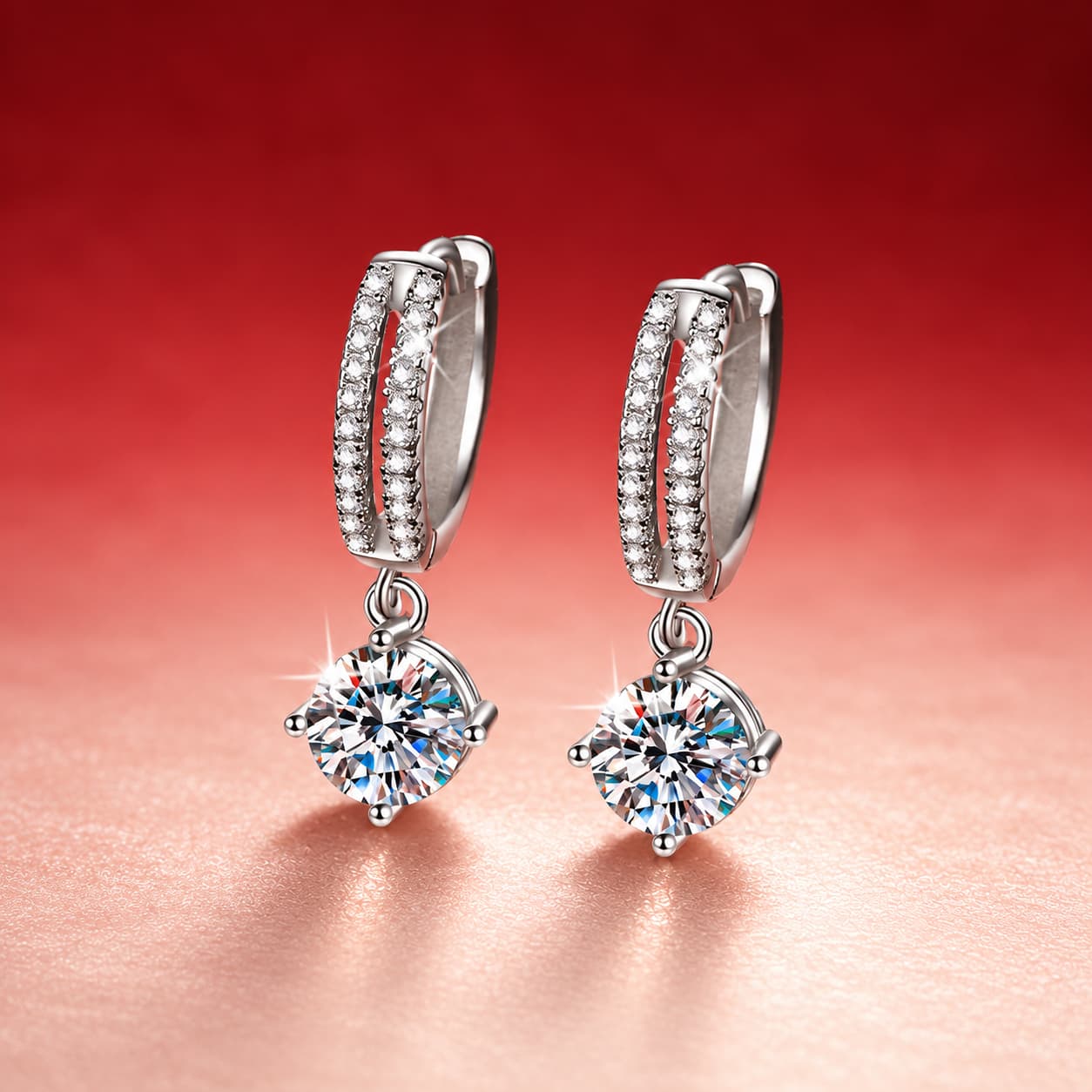 Luna Series · Pavé Hoop and Halo Drop Earrings — 925 Sterling Silver — image 1