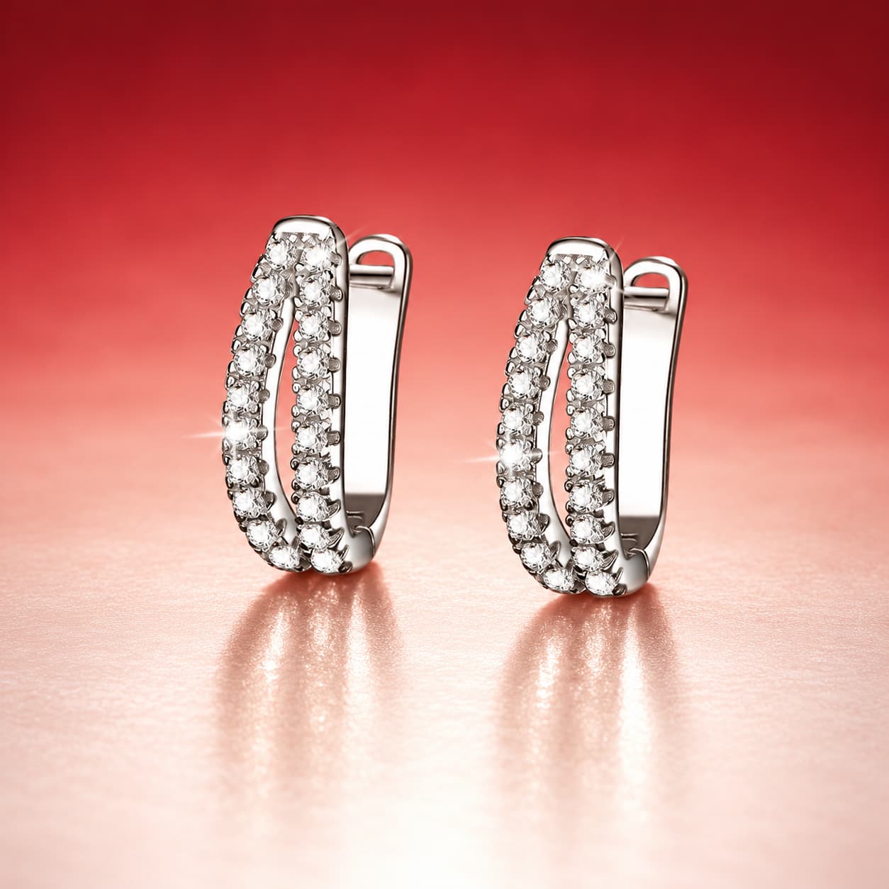 Luna Series · Crossover Pavé Huggie Earrings — 925 Sterling Silver — image 1