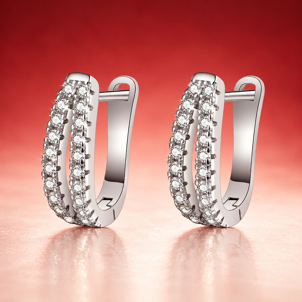 Luna Series · Crossover Pavé Huggie Earrings — 925 Sterling Silver — image 4
