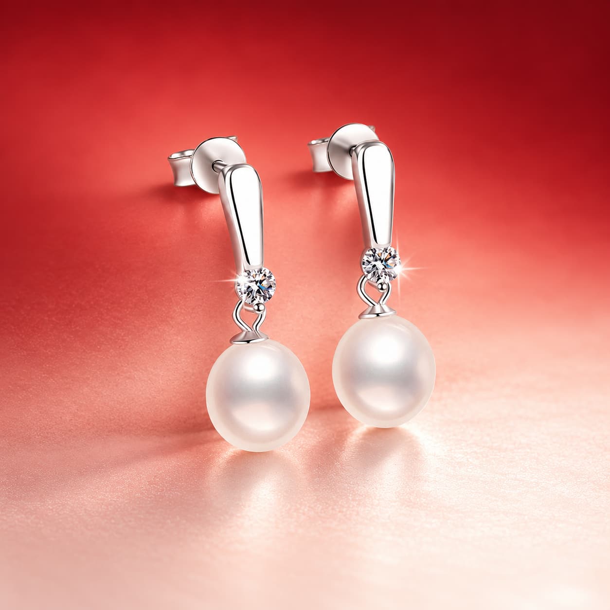 Luna Series · Pearl Drop Stud Earrings — 925 Sterling Silver — image 1