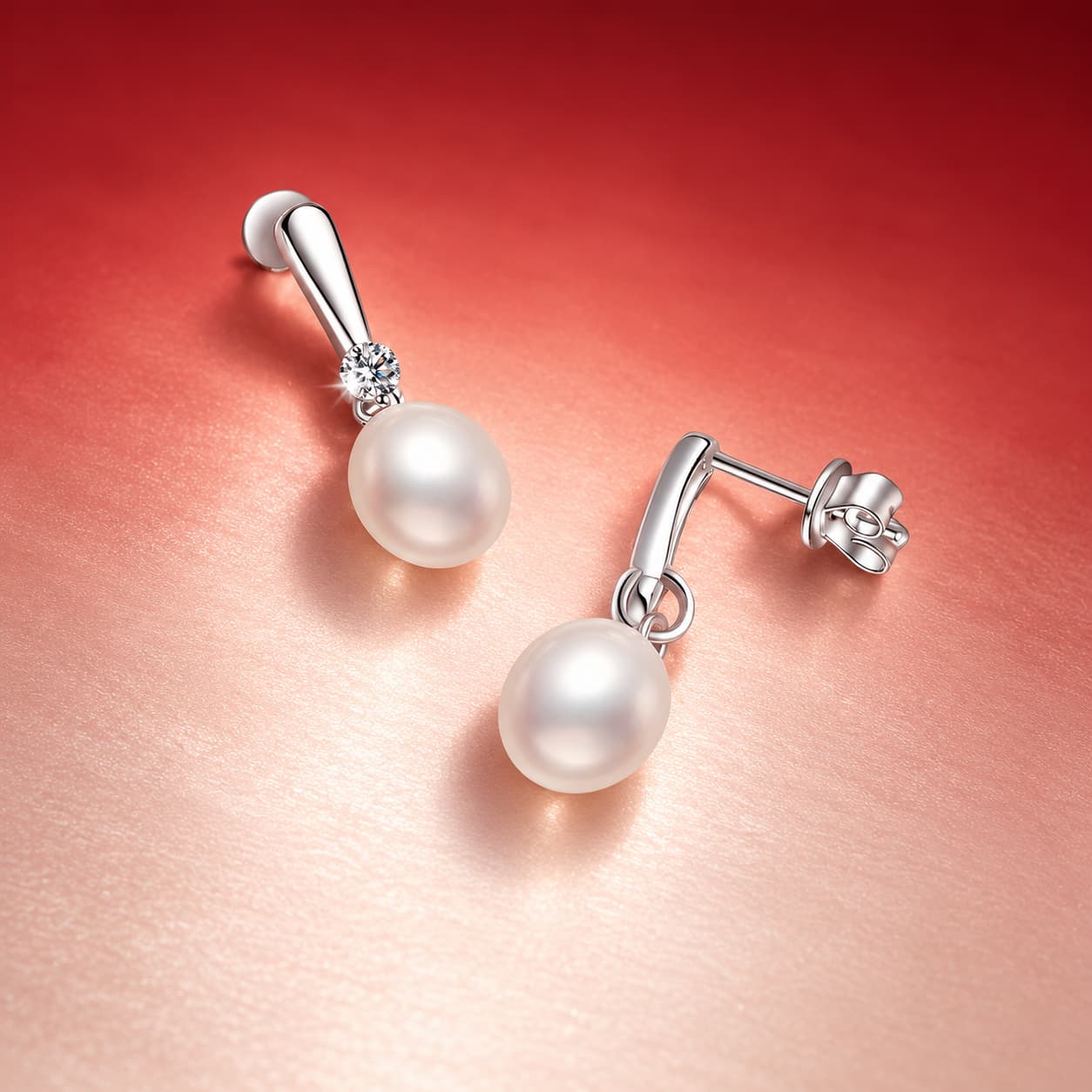 Luna Series · Pearl Drop Stud Earrings — 925 Sterling Silver — image 3