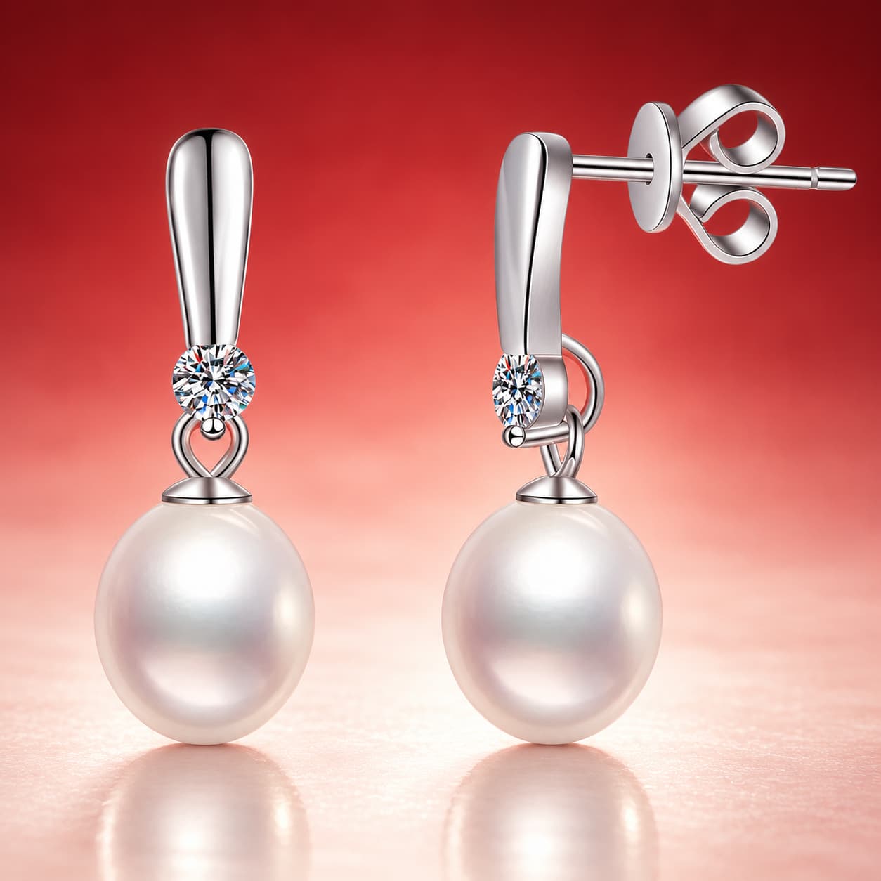 Luna Series · Pearl Drop Stud Earrings — 925 Sterling Silver — image 4