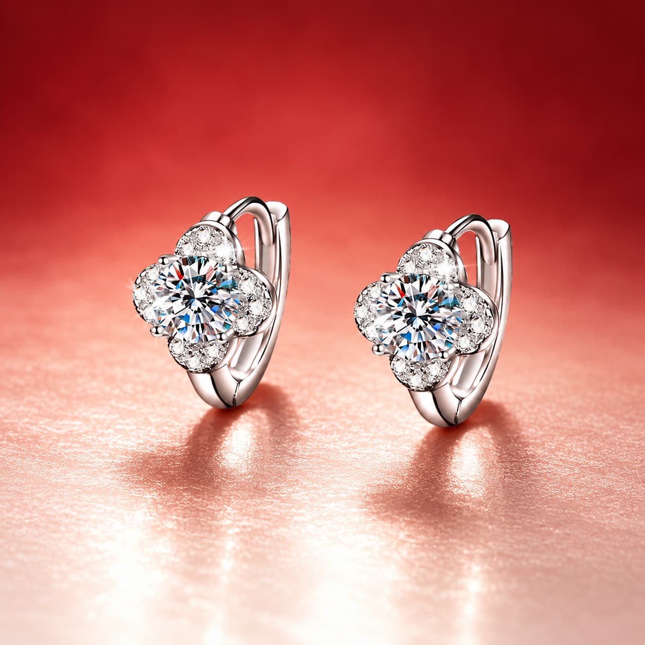 Luna Series · Clover-Front Huggie Earrings — 925 Sterling Silver — image 1