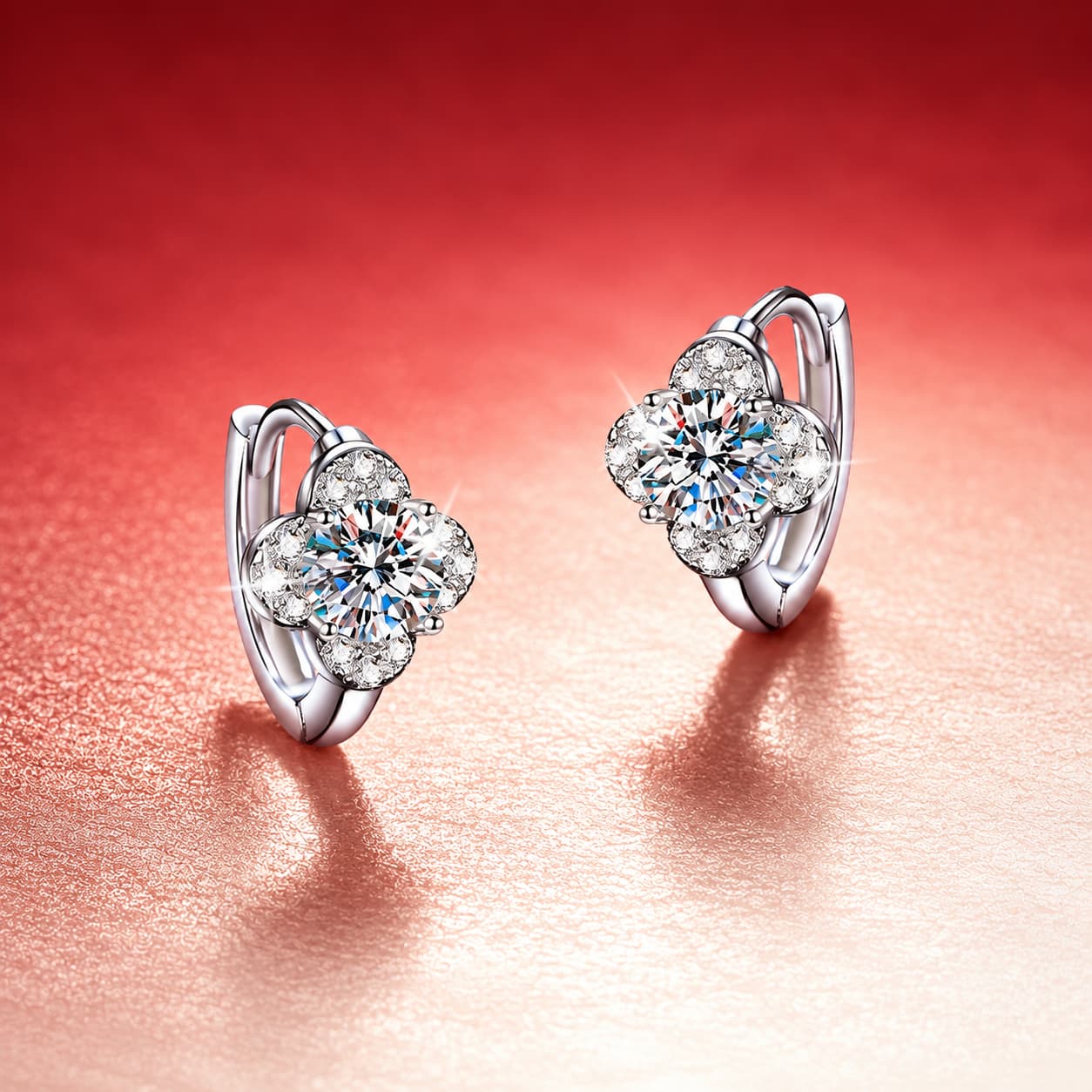 Luna Series · Clover-Front Huggie Earrings — 925 Sterling Silver — image 3