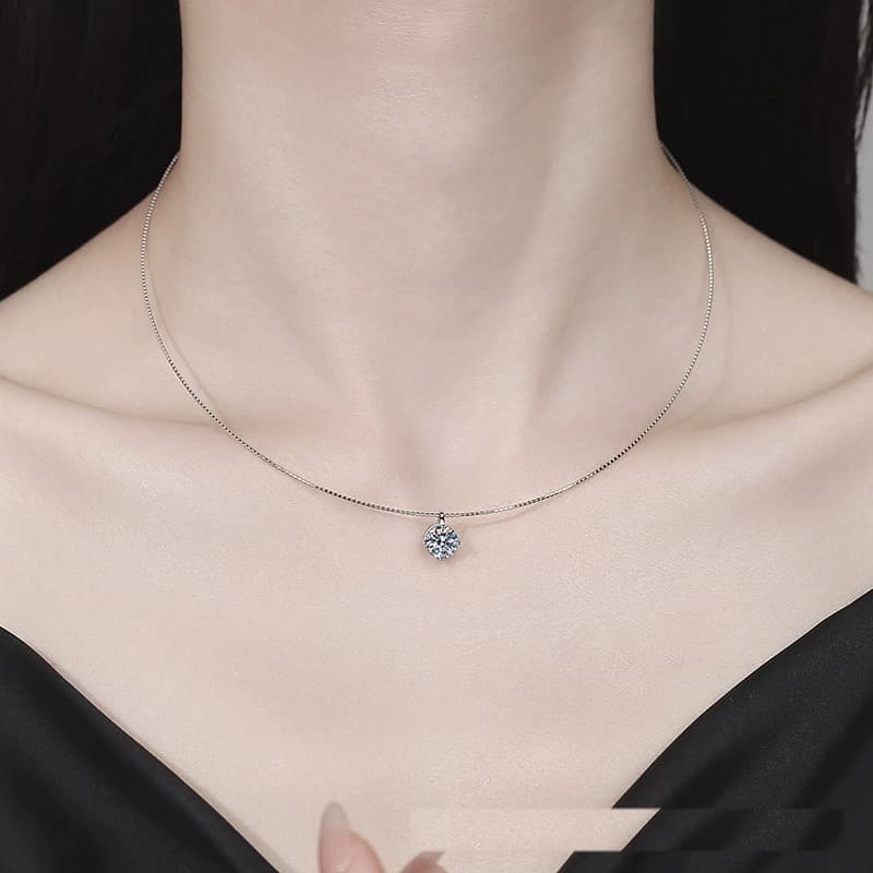 Luna Series · Seven-Shape Solitaire Pendant Necklace — Sterling Silver — image 2