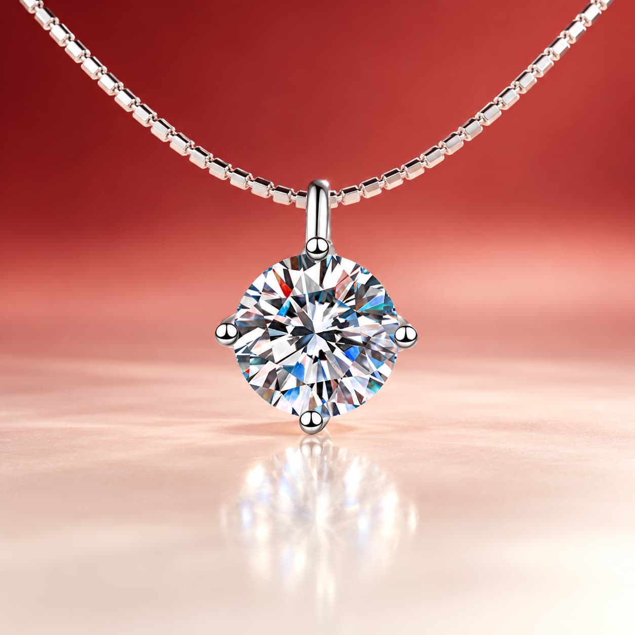 Luna Series · Seven-Shape Solitaire Pendant Necklace — Sterling Silver — image 1