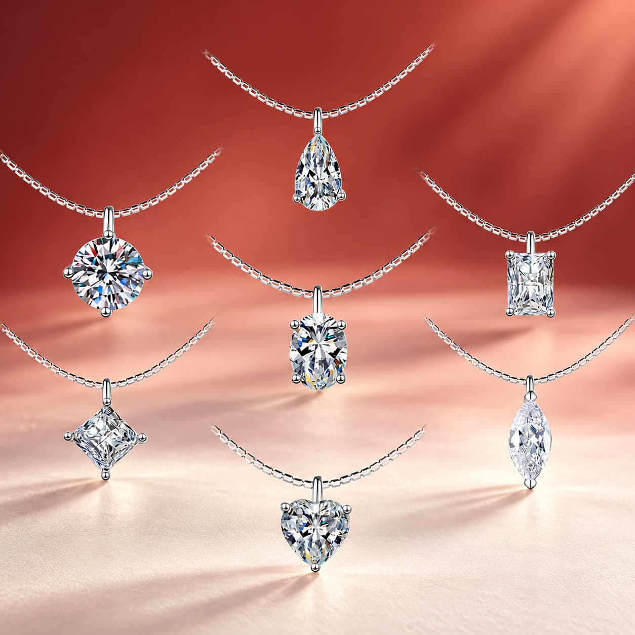 Luna Series · Seven-Shape Solitaire Pendant Necklace — Sterling Silver — image 3