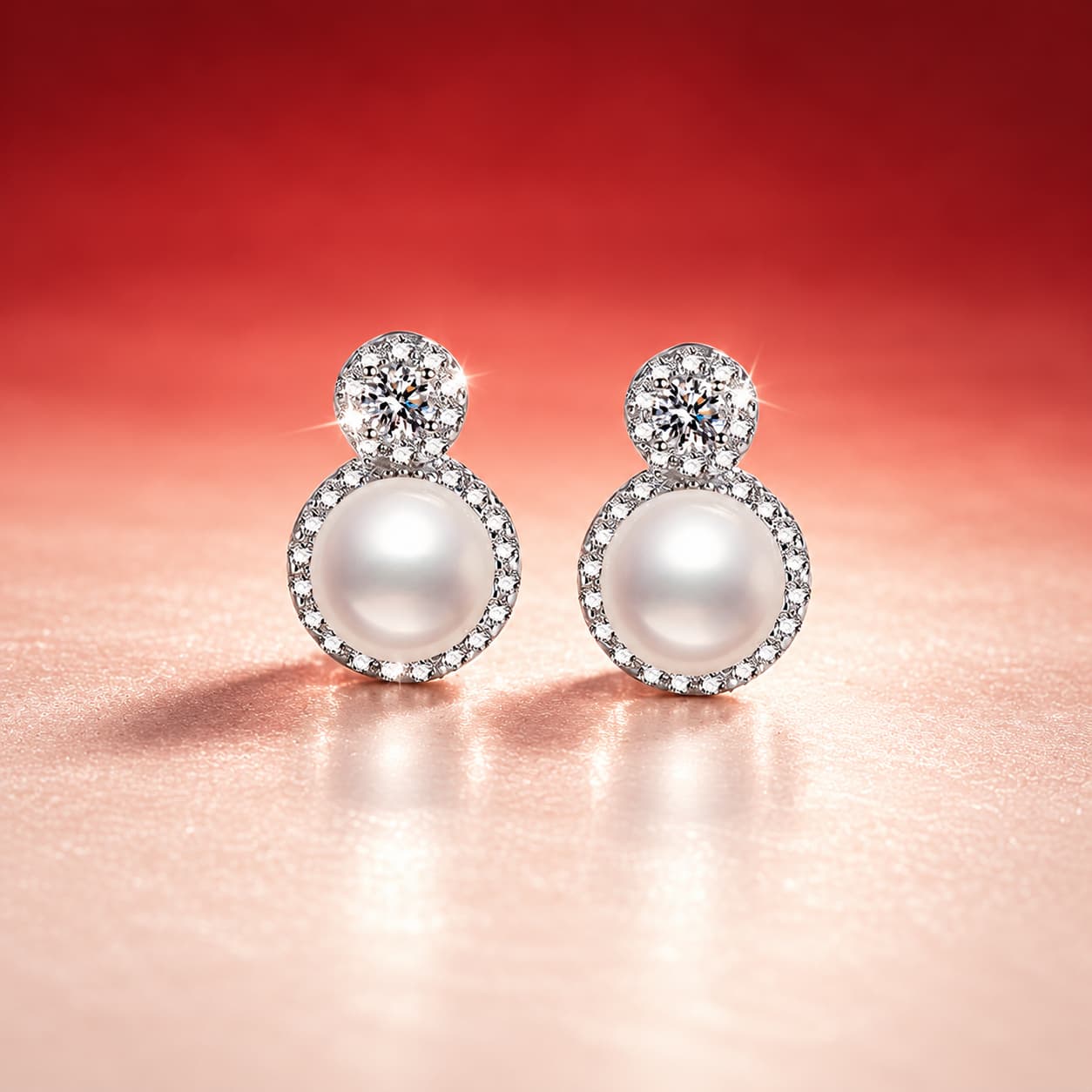 Luna Series · Pearl Halo Drop Stud Earrings — 925 Sterling Silver — image 1