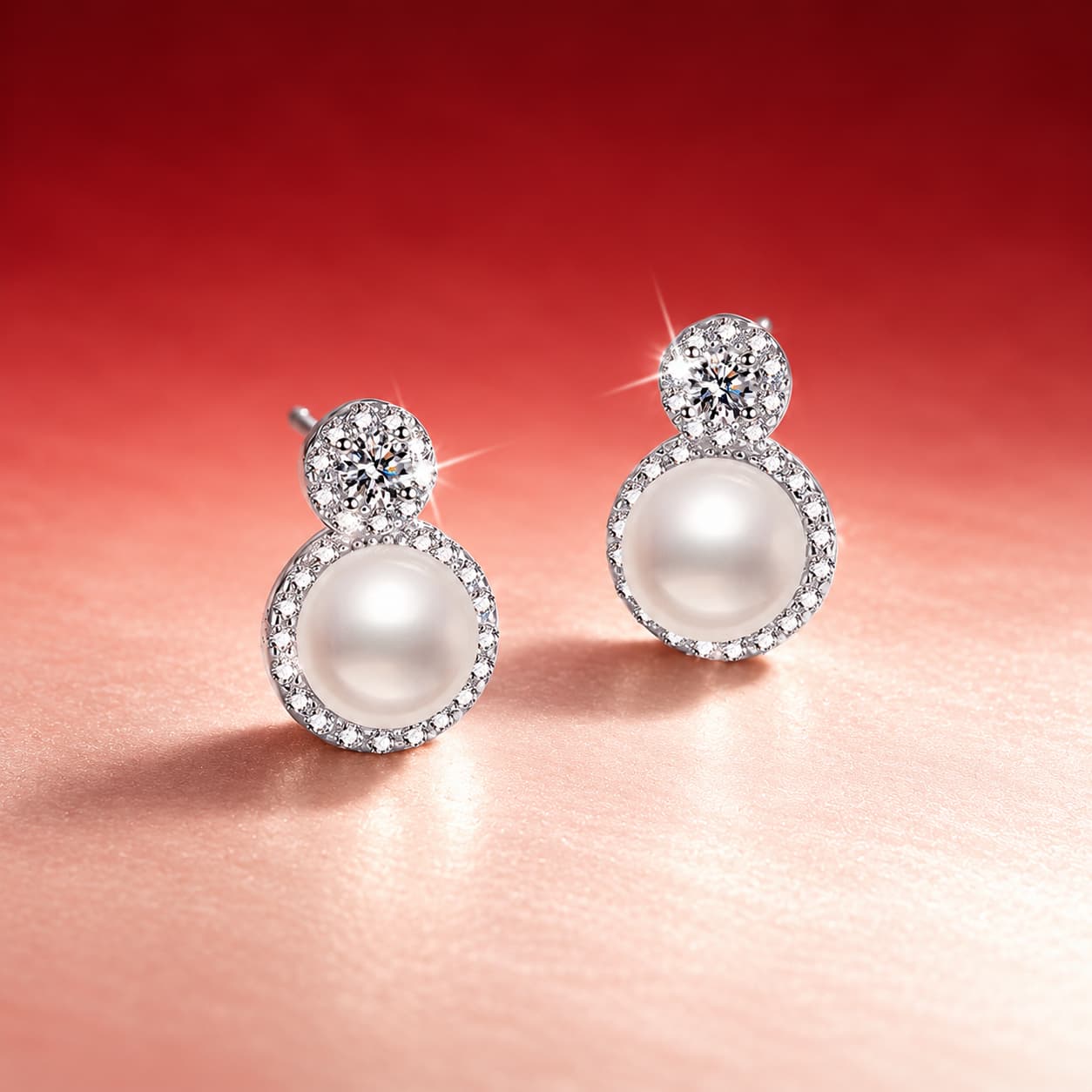 Luna Series · Pearl Halo Drop Stud Earrings — 925 Sterling Silver — image 3