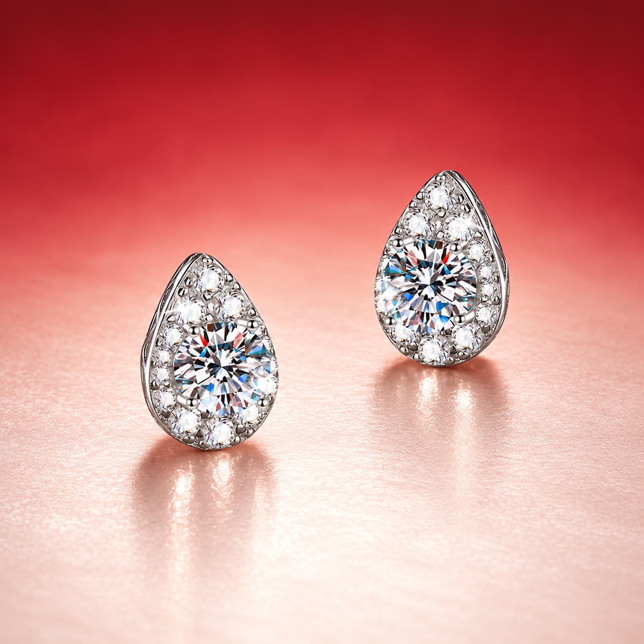 Luna Series · Pear-Cut Solitaire Stud Earrings — 925 Sterling Silver — image 1